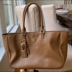 Tory Burch large caramel/tan leather tote bag